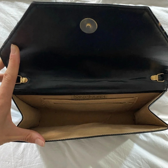 VINTAGE Sant’ Andrea Black Envelope Clutch Purse *boutique* - Picture 5 of 12